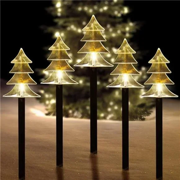 Christmas Solar Stake Lights, Set of 5 Waterproof Christmas Lights, LED Lights - Picture 1 of 7